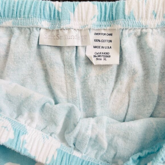 Soft Surroundings Cotton Flannel PJ Loungewear Set Sz XL Blue Floral Shabby Chic - Picture 7 of 11